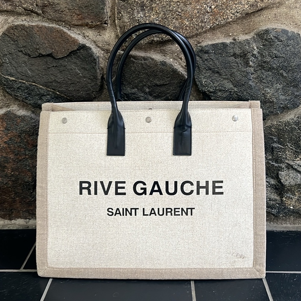 Saint Laurent Canvas Tote in Beige: Rive Gauche
